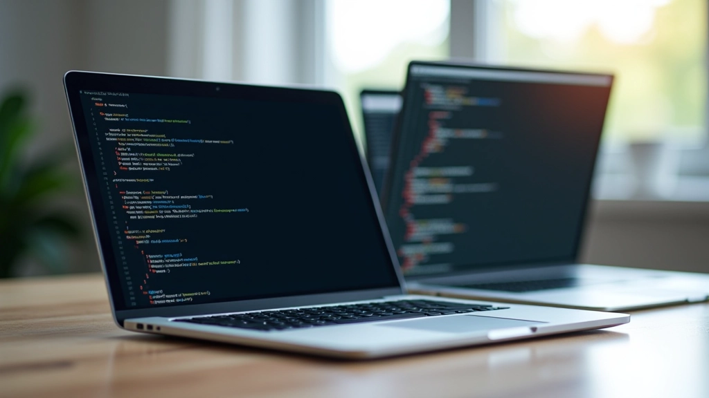 Dators ar atvērtu teksta redaktoru un pārlūkprogrammu vienlaikus, rādot kodu un rezultātu